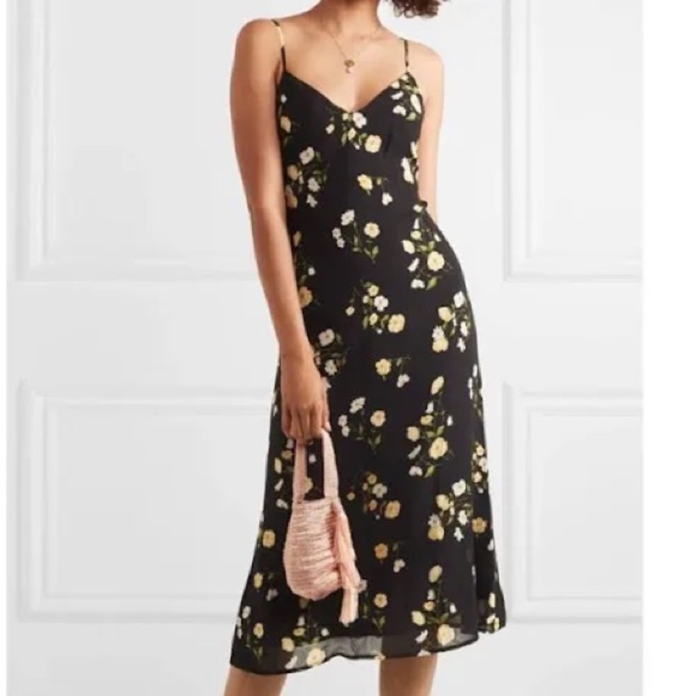 Reformation Black Floral Midi Dress